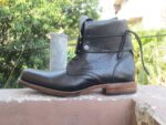 Handmade Men's Black Leather Lace Up Ankle High Boot - leathersguru