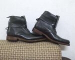 Handmade Men's Black Leather Lace Up Ankle High Boot - leathersguru