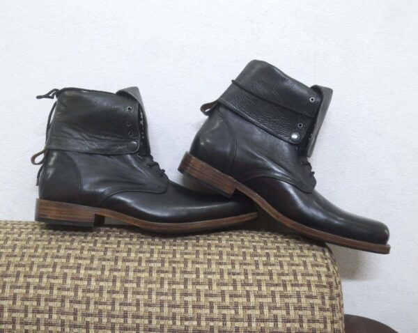 Handmade Men's Black Leather Lace Up Ankle High Boot - leathersguru
