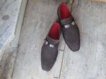 Handmade Men's Suede Dark Brown Monk Strap Shoes - leathersguru