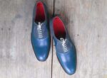 Suede Leather Derby Formal Shoes, Men's Blue Lace Up Shoes - leathersguru