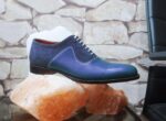 Suede Leather Derby Formal Shoes, Men's Blue Lace Up Shoes - leathersguru