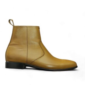 Handmade Mustard Leather Zipper Boot