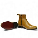 Handmade Mustard Leather Zipper Boot