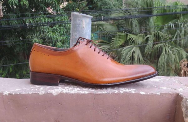 Handmade Men's Leather Brown Lace Up Shoe - leathersguru