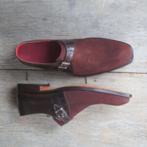 Handmade Burgundy Monk Strap Alligator Leather Shoe - leathersguru