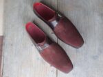 Handmade Burgundy Monk Strap Alligator Leather Shoe - leathersguru