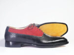 Bespoke Black Red Leather Suede Lace Up Shoe for Men - leathersguru