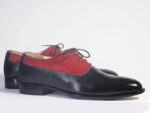 Bespoke Black Red Leather Suede Lace Up Shoe for Men - leathersguru