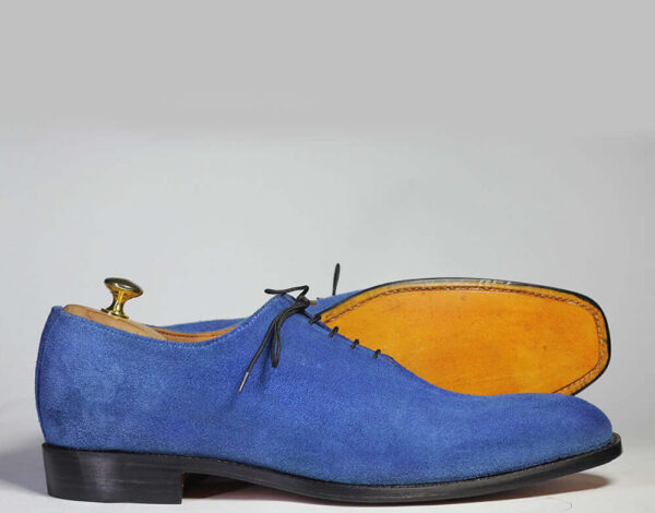 Bespoke Blue Suede Lace up Shoe for Men - leathersguru