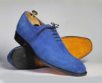 Bespoke Blue Suede Lace up Shoe for Men - leathersguru