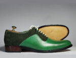 Bespoke Green Leather Suede Lace Up Shoe for Men's - leathersguru