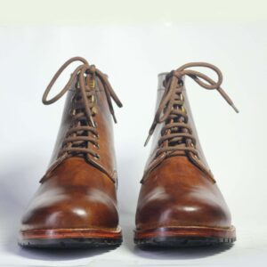 Handmade Ankle High Brown Lace Up Leather Boots - leathersguru