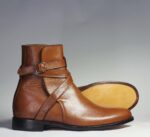 Handmade Brown Jodhpurs Leather Boots For Men's - leathersguru