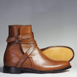 Handmade Ankle Brown Jodhpurs Leather Boot - leathersguru