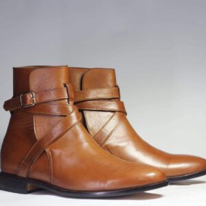 Handmade Ankle Brown Jodhpurs Leather Boot - leathersguru