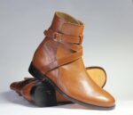 Handmade Brown Jodhpurs Leather Boots For Men's - leathersguru