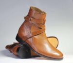 Handmade Ankle Brown Jodhpurs Leather Boot - leathersguru