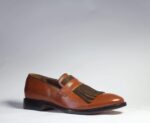 Men's Brown Fringe Tussles Leather Loafers shoe - leathersguru