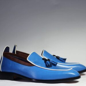 Men's Blue Tussles Leather Loafers shoe - leathersguru