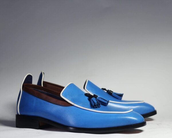 Men's Blue Tussles Leather Loafers shoe - leathersguru