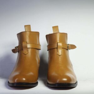 Handmade Ankle Beige Jodhpurs Leather Boot - leathersguru