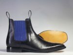 Bespoke Black Blue Chelsea Leather Stylish Boots - leathersguru