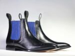 Bespoke Black Blue Chelsea Leather Stylish Boots - leathersguru