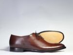 Bespoke Tan Leather Brogue Toe Lace Up Shoe for Men's - leathersguru