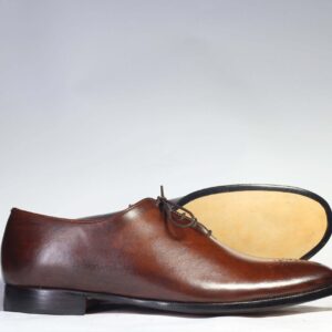 Bespoke Tan Leather Brogue Toe Lace Up Shoe for Men's - leathersguru