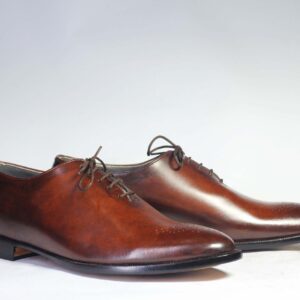 Bespoke Tan Leather Brogue Toe Lace Up Shoe for Men's - leathersguru