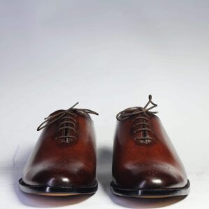 Men's Brown Brogue Lace Up Leather Shoe - leathersguru