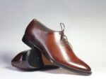 Bespoke Tan Leather Brogue Toe Lace Up Shoe for Men's - leathersguru