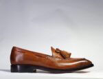 Handmade Brown Tussles Leather Loafers For Men's - leathersguru