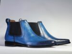 Bespoke Blue Half Chelsea Leather Boot - leathersguru