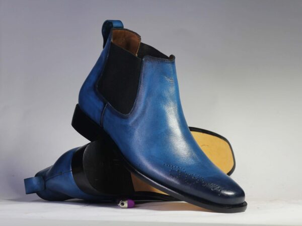 Bespoke Blue Half Chelsea Leather Boot - leathersguru