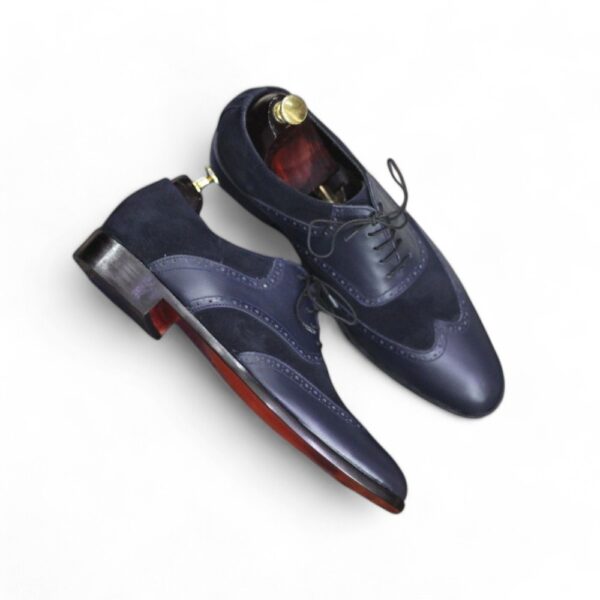 Men's Navy Blue Leather Suede Oxford Shoes