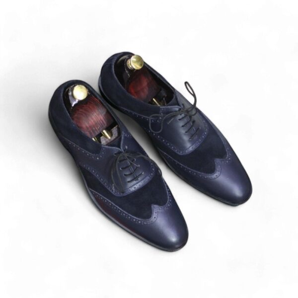 Men's Navy Blue Leather Suede Oxford Shoes