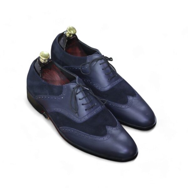 Men's Navy Blue Leather Suede Oxford Shoes