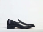 Handmade Black Leather Loafers For Men's - leathersguru