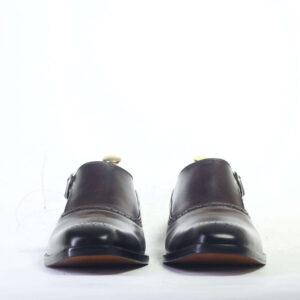 Men's Chocolate Brown Monk Straps Leather Shoe - leathersguru