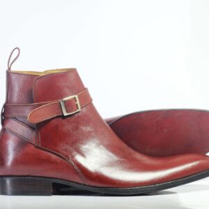 Men's Ankle High Burgundy Jodhpurs Boots - leathersguru