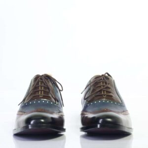 Men's Two Tone Cap Toe Lace Up Leather Shoes - leathersguru