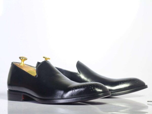 Handmade Black Leather Loafers For Men's - leathersguru