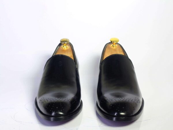 Handmade Black Leather Loafers For Men's - leathersguru