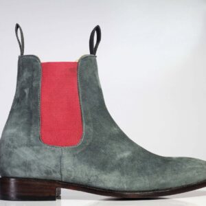 Bespoke Gray Chelsea Suede Boots - leathersguru