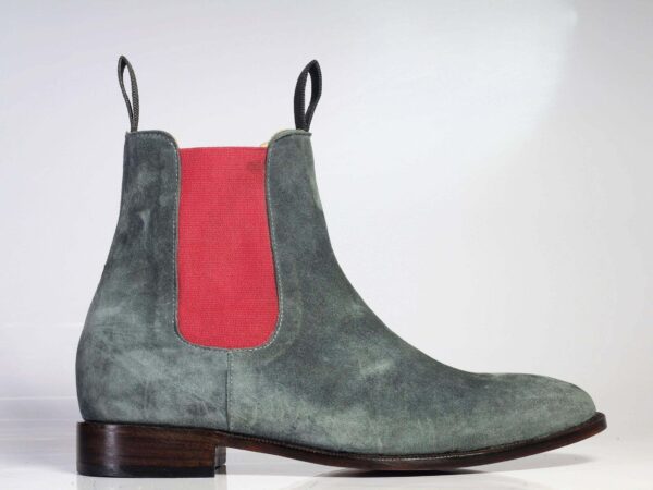 Men's Gray Chelsea Suede Boots - leathersguru