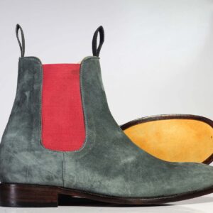 Bespoke Gray Chelsea Suede Boots - leathersguru