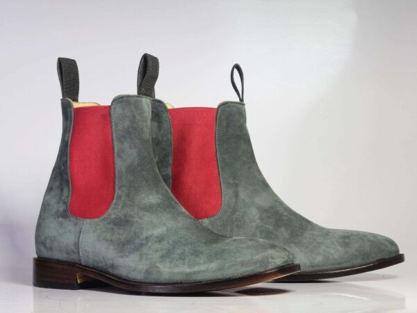 Men's Gray Chelsea Suede Boots - leathersguru