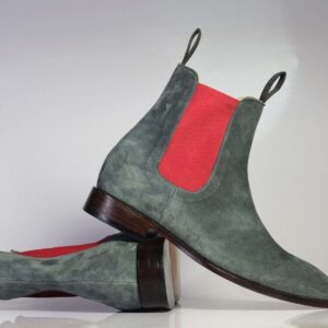 Men's Gray Chelsea Suede Boots - leathersguru